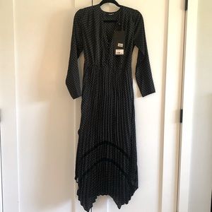 The Kooples | new with tags - long sleeve Midi dress - size 0/2 - black
